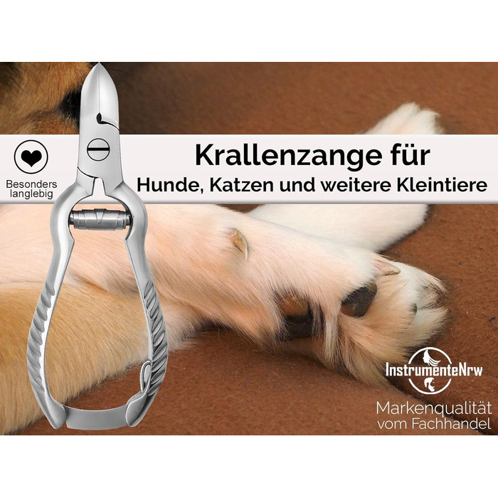 Професійний триммер для кігтів собак та котів Kraftvolle Krallenschneider з нержавіючої сталі, 14 см, з амортизуючою пружиною та блокуванням