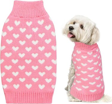 Вовняний пуловер для собак на День святого Валентина, рожеве сердечко, розмір L