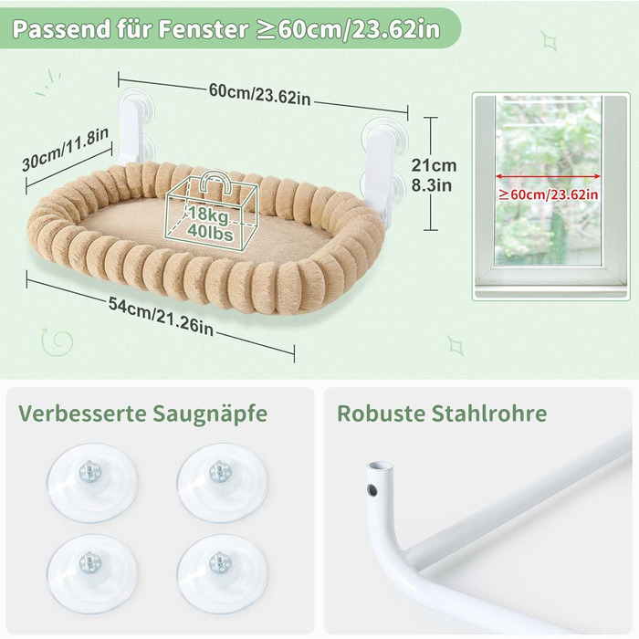 Ліжко для кота GUUSII HOME на вікно, розкладне, з кріпленням на вікно, до 18 кг, знімний чохол (Світло-камелеон, M)