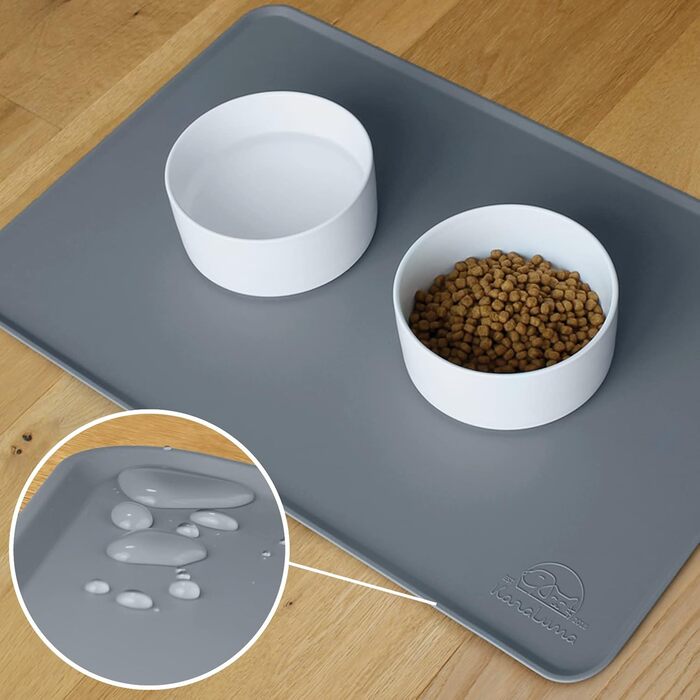 Силіконовий килимок під миску для собак та котів, 60x40 см, нековзний, сірий