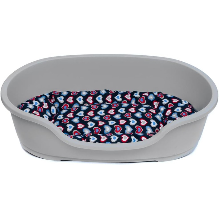 Корзина для собак Adena 92 x 61 см, антрацитова + подушка з принтами (71 x 48 x 22 см)