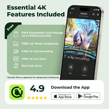 Годівниця для птахів Kiwibit з 4K камерою, сонячною панеллю та роздільною здатністю фото 8Мп