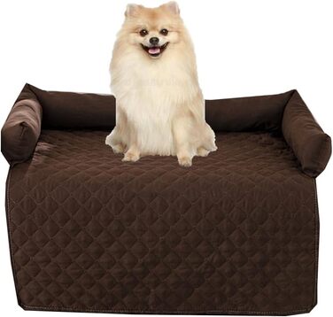 Захисний чохол для собачого дивану, водовідштовхувальний, для середніх та великих собак та котів, заспокійлива підстилка з піднятим бортиком, легко чиститься (75 x 120 см, 90x135 см, коричневий)