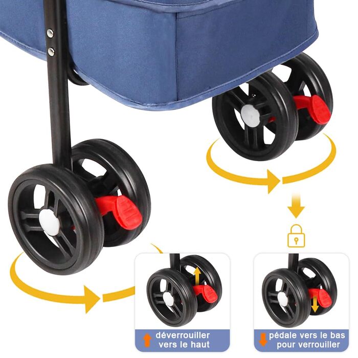 Візок для собак Homewell 2в1: візок-будка, сумка-переноска, з підстаканниками, складаний, з гальмом, для домашніх тварин, 50x70x99 см (Блакитний)