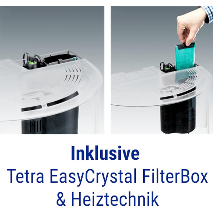 Акваріум Tetra Explorer Line 60 л, комплект: LED-освітлення, обладнання, корм і засоби догляду, вигнута передня стінка, чорний колір