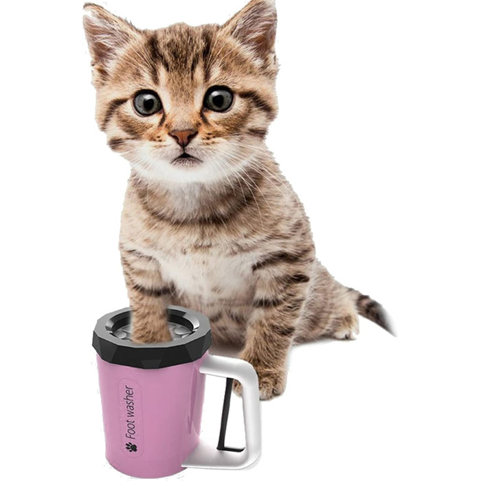 Очисник для лап собак PJDDP: портативний, силіконовий, з щіткою та рушником. Підходить для собак та котів (рожевий)