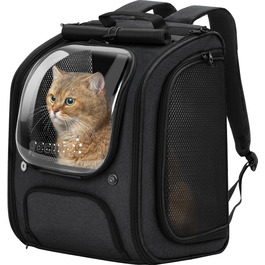 Рюкзак для кота Pecute з сіткою, чорний, великий: зручний та дихаючий для перевезення тварин