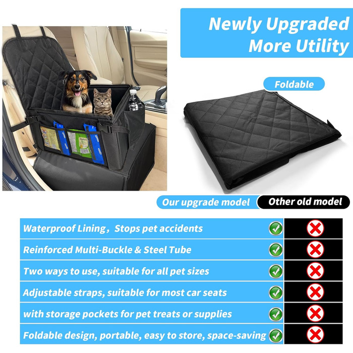 Автокрісло для собак: міцний, водонепроникний, для маленьких, середніх та великих собак