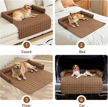 OKYUK Преміум лежанка для собак - захист дивану для тварин, ручної роботи та пральна подушка для собак, м'яка лежанка для собак для всіх розмірів (Корд Кава, 75 x 75 см) 75 x 75 x 10 см Корд Кава