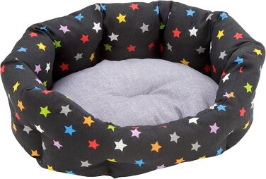 М'яке кругле ліжко для собак та котів Baroni Hoe з тканини, 45x55 см, сірий колір зі зірками, для сну та декору
