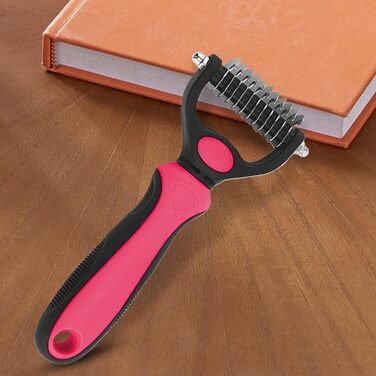 Щітка для видалення ковтунів у котів та собак, двостороння, для грумінгу, довговолої шерсті (сталевий гребінь)