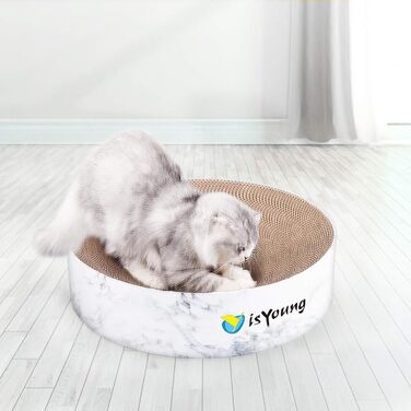 isYoung Когтеточка для котів, картонна кругла когтеточка для кімнатних котів, килимок для дряпання для малих і середніх котів