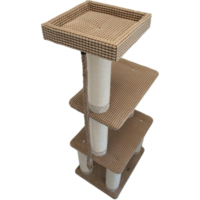 Котячий кігтеточка Bontoy Cleo, світло-коричневий, 60x44x150 см, стовпи з сизалю 12 см, стійке дерево для котів