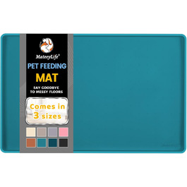 Силіконовий килимок під миски для собак MateeyLife 22x14 дюймів, водонепроникний, з бортиками, протиковзний, для їжі та води, захист підлоги від пролиття, підходить для котів