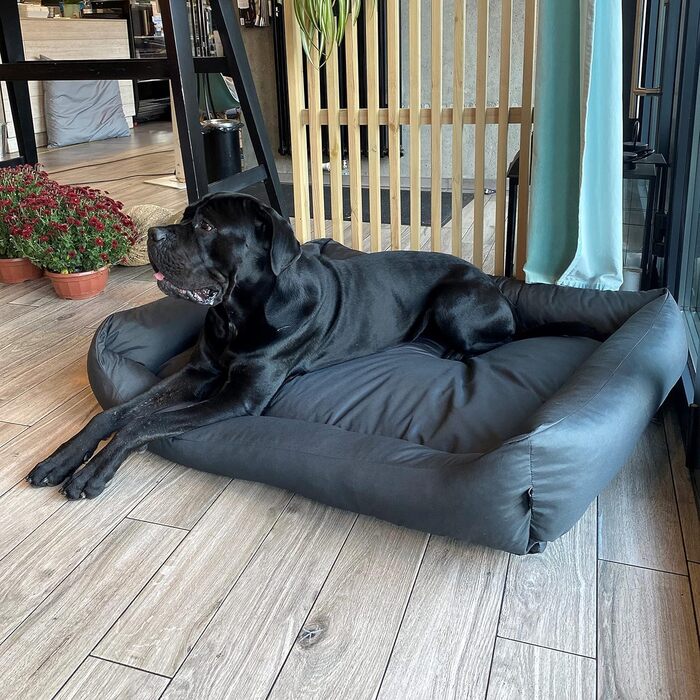 Водонепроникне собаче ліжко 4L Textil Koko для великих собак, корзина, знімний та пральний чохол, подушка, графіт (80x60 см, сірий)