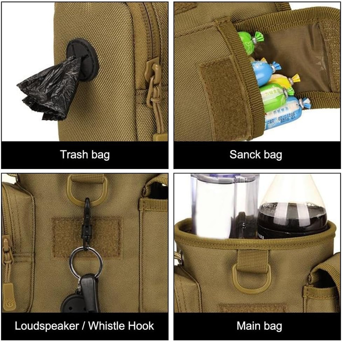 Сумка для тренування собак DONGKER, водонепроникна, з 2 кишенями, бежева