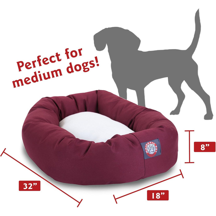 Кругле лежанка для собак Majestic Pet, Sherpa, 61x45x17 см, S, з підтримкою шиї, м'яка, зручна, для дому