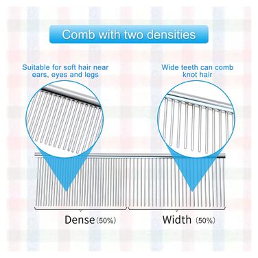 Гребінець для собак Andiker з нержавіючої сталі, щітка для догляду за шерстю, підходить для малих, середніх та великих тварин, котів, коней (L) Large