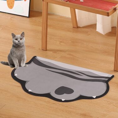 Килимок для котячого корму Stiio, гумова основа, нековзний, вологостійкий, 43.2 x 71.1 см, сірий