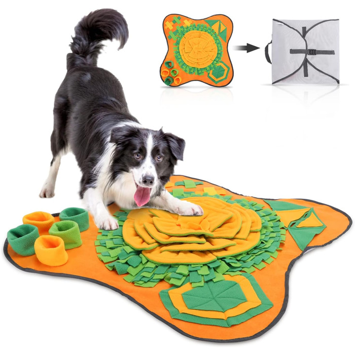 Килимок для собак Nobleza, розвиває інтелект, миється, складається, 70x70 см, помаранчевий