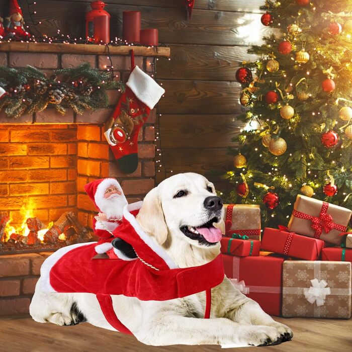 Костюм Святого Миколая для собак RANYPET: теплий та святковий набір для собак та котів, розмір 3XL XXXL (обхват шиї 60-75 см, обхват грудей 70-95 см), червоний