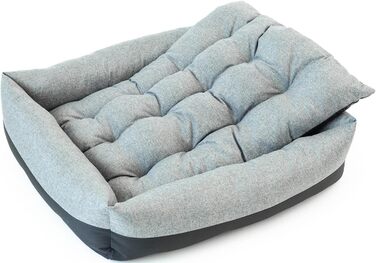 Лежанка для собак вологостійка 75x65x20 см сірого кольору - лежанка-кошик для маленьких та великих собак з неслизьким дном