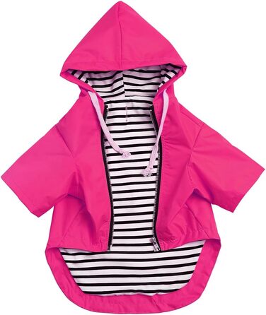 MOREZI Водонепроникний дощовик для собак з захистом лап та міцною капюшоном - Легкий для активного відпочинку - Для малих та середніх порід собак - Застібка-блискавка, регульований шнурок, блакитний, S (X-Large(Обхват грудей: 72-80 см), неоново-рожевий)