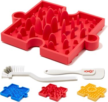 Іграшка-головоломка для собак та котів HowGo з 38+ присосками | Антиковзка, міцна, з силікону без BPA | Зменшує нудьгу та тривогу (1 шт, Червоний)