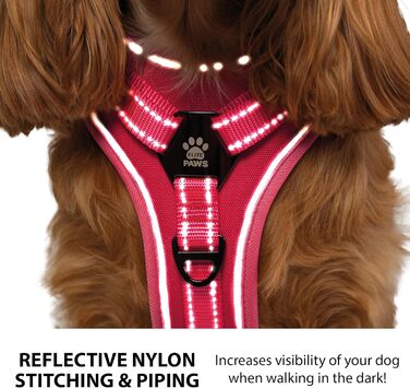 Elite Paws® UK: Преміум шлея для собак з металевою пряжкою, міцна, безпечна, м'яка, зручна, регульована, відбиваюча, кріплення для повідка спереду і ззаду, м'яка ручка