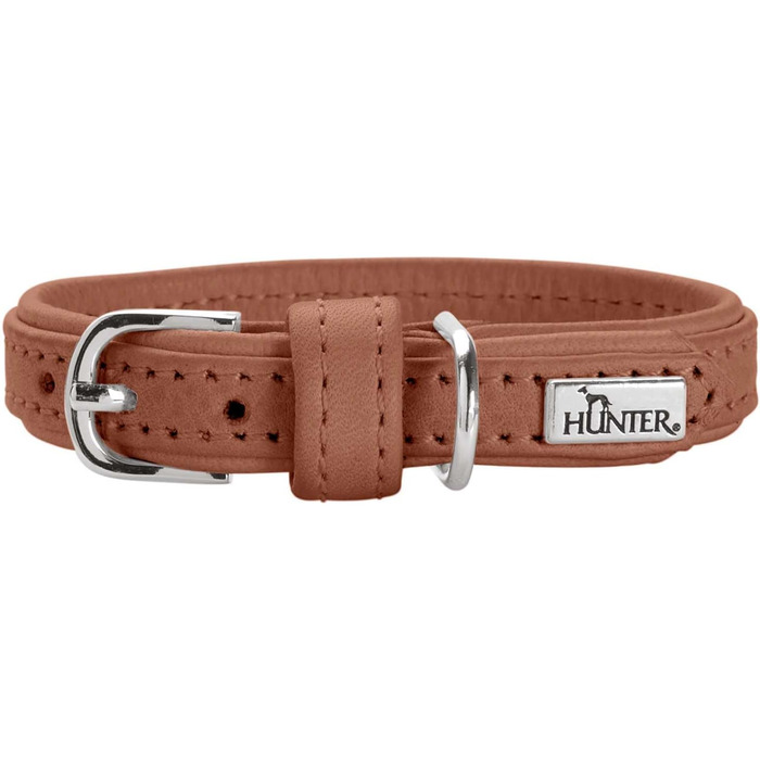Нашийник для собак HUNTER SOHO MINI, колір: Cognac, шкіра, м'який, для маленьких собак та цуценят, Made in Germany, розмір 32