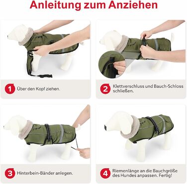 Зимовий одяг для собак, водонепроникна куртка для великих собак з регульованими лямками, теплий одяг для собак з флісу, світловідбиваючі смуги, підходить для лабрадорів, оливковий, XL