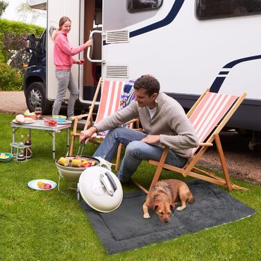 Водонепроникний килимок для котів та собак Kritter Planet, складаний, миючий, для відпочинку на природі, у подорожах та кемпінгу, з ручками, 80 x 60 см (сірий хвилястий, 127 x 70 см)