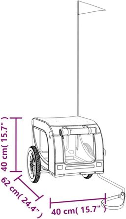 Причіп для велосипеда, переноска для собак, чорний (124x53x53 см)