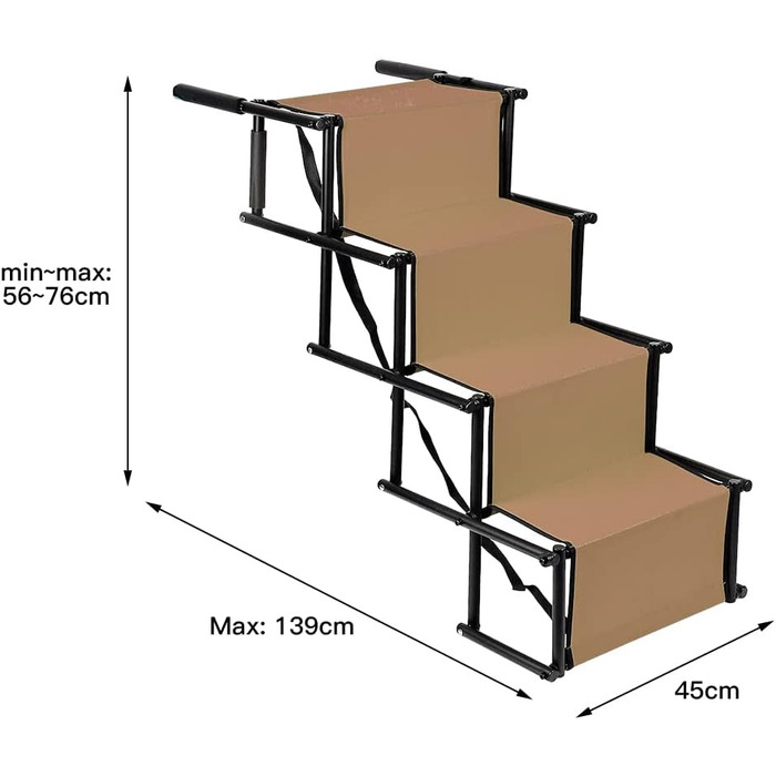Складана та регульована рампа для собак великих та малих порід, драбина для домашніх тварин, 75 кг, акумуляторна, для всіх автомобілів, коричнева
