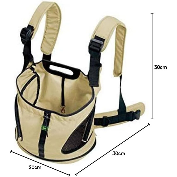 Сумка-рюкзак для собак Hunter Kangaroo, переноска для цуценят, бананка, бежева, 30 x 20 x 30 см