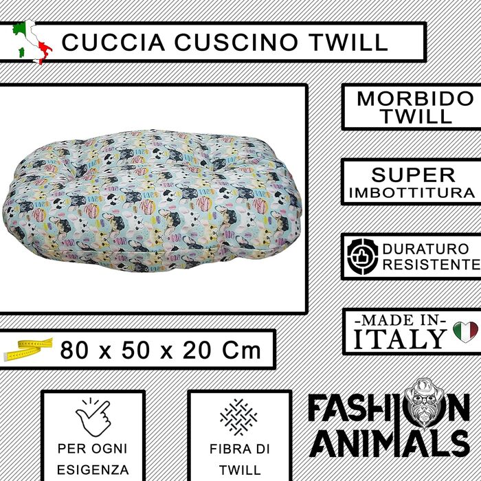 М'яке лежаче ліжко для собак та котів Ovales – Комфортний килимок для тварин, Made in Italy, блакитний (Chiwa)