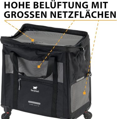 Переносна переноска для собак та котів Ferplast Voyager Trolley, 15 кг, 46x26x48 см, білий/чорний колір