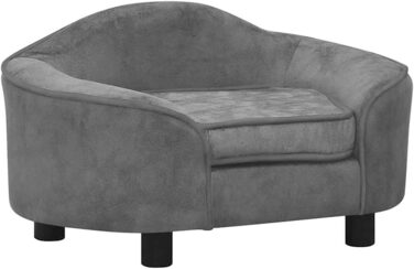 Софа для собак VidaXL 67x47x36 см, плюшеве ліжко для котів та собак (сірий)