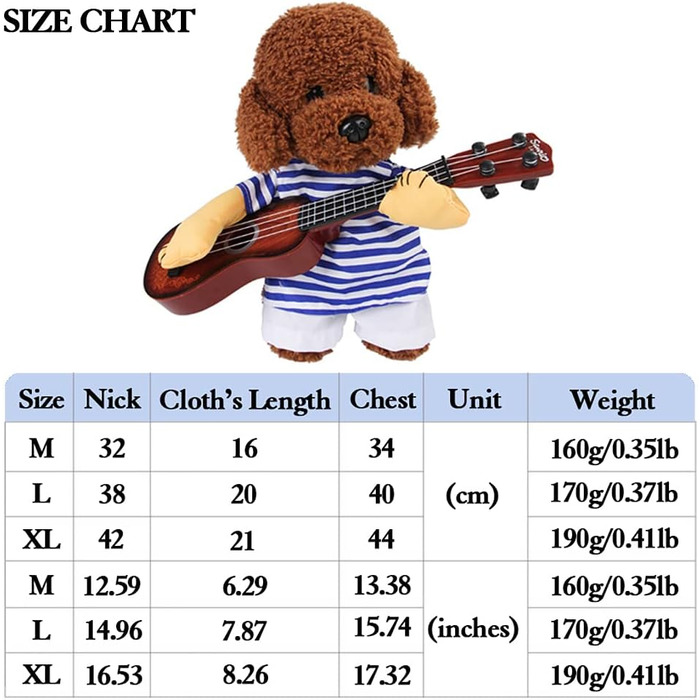 Костюм для собаки Ranvi: Гітарист, костюм для кота, карнавальний костюм для домашніх тварин, Хелловін, Новий рік, вечірка, Cosplay (L), синій, білий