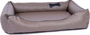 Софа для собак CopcoPet Paco з штучної шкіри, сіра, 110 x 90 см – Формоутримувана софа з м'яким шаром піни – Знімна та пральна наволочка – Легке у догляді лежак для великих собак XL 110 x 90 см, мокко