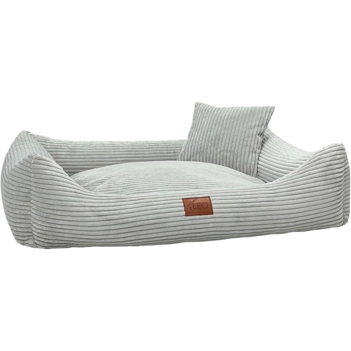 Собаче ліжко Cord знімний чохол, для собак маленьких, середніх та великих порід (Сірий, S 67x52)