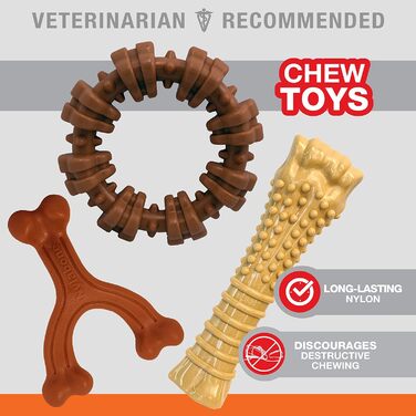 Жувальна іграшка для собак Nylabone Power Chew, набір 3 шт, арахісове масло та бізон, для великих і гігантських порід