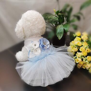 Сукня для собак Принцеса: блакитна квіткова сукня-тьюль з шаруванням для собак та котів (S)