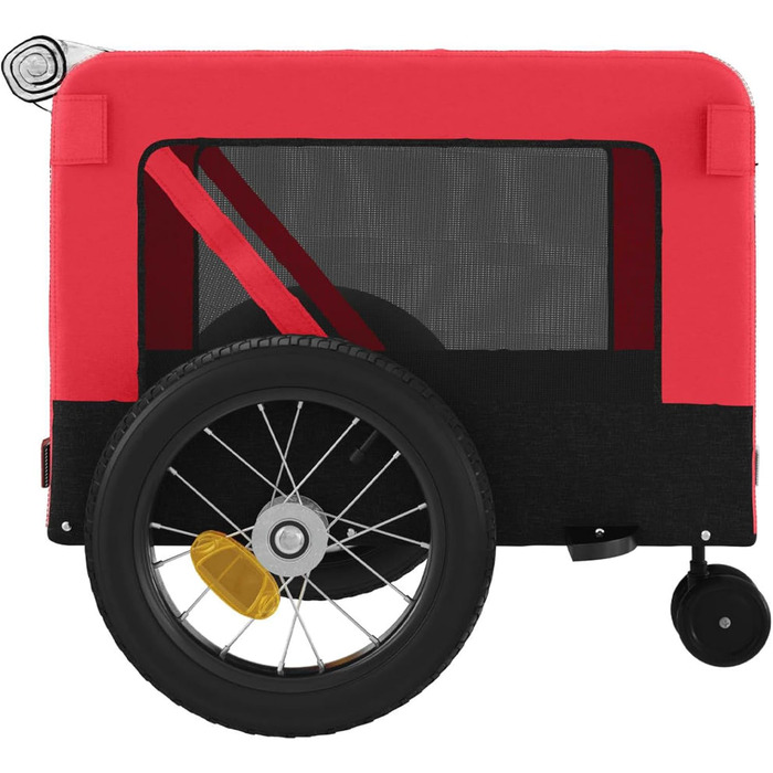 Перетягувач для собак на велосипеді Robuster - Oxford, залізо, PVC, червоний & чорний, 120x54,5x53 см - з PVC-дах та зручною платформою, для маленьких собак та домашніх тварин, модель 93929