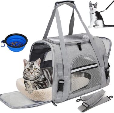 Транспортна сумка для котів та собак SHJOEE, розширювана, складна, 43x28x25 см, сіра