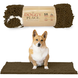 Мікрофібровий килимок для собак My Doggy Place, ультра поглинаючий, швидковисихаючий, праний, захист від бруду і пилу, коричневий з відбитком лап, середній 79x51 см