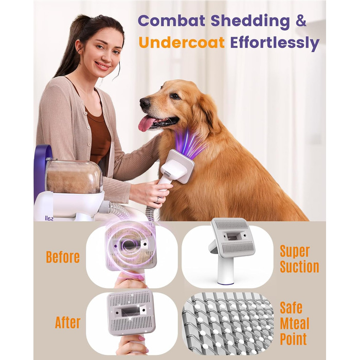 Пилгопоглинач для дому Oneisall з щіткою, потужність 12000Pa, видаляє шерсть тварин, 4 насадки