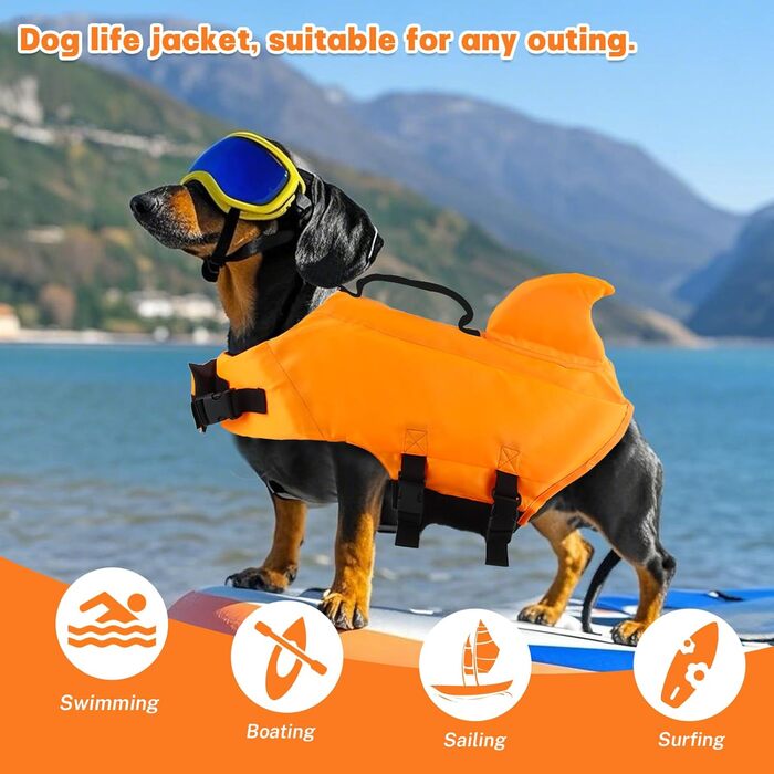 Чиммувете Хай Хунд: Чудовий костюм для плавання для собак, привертає увагу, костюм для собак-акул (Оранжевий, L)