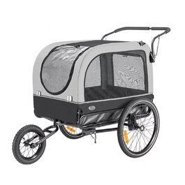 Причіп для собак CXWXC 2-в-1: велосипедний причіп та візок для собак з амортизаторами, сірий, вантажопідйомність 40 кг