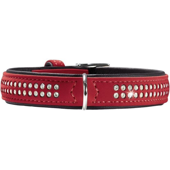 Нашийник для собак HUNTER SOFTIE DELUXE, екошкіра, стрази, XS, червоний